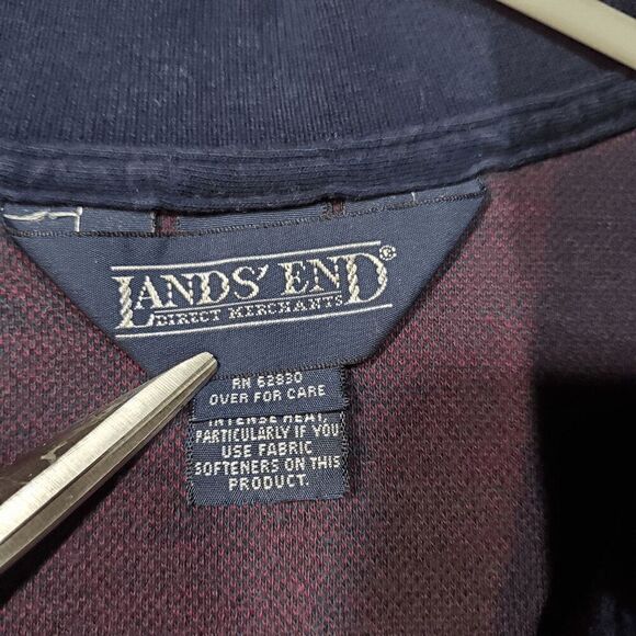 Land End Shirt Mens XL Red Rugby Plaid Polo Golf Performance Slit Vintage - Picture 5 of 8